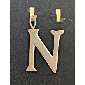 Vintage Handmade Block Letter N Initial Sterling Silver 925 Marked 1.5"